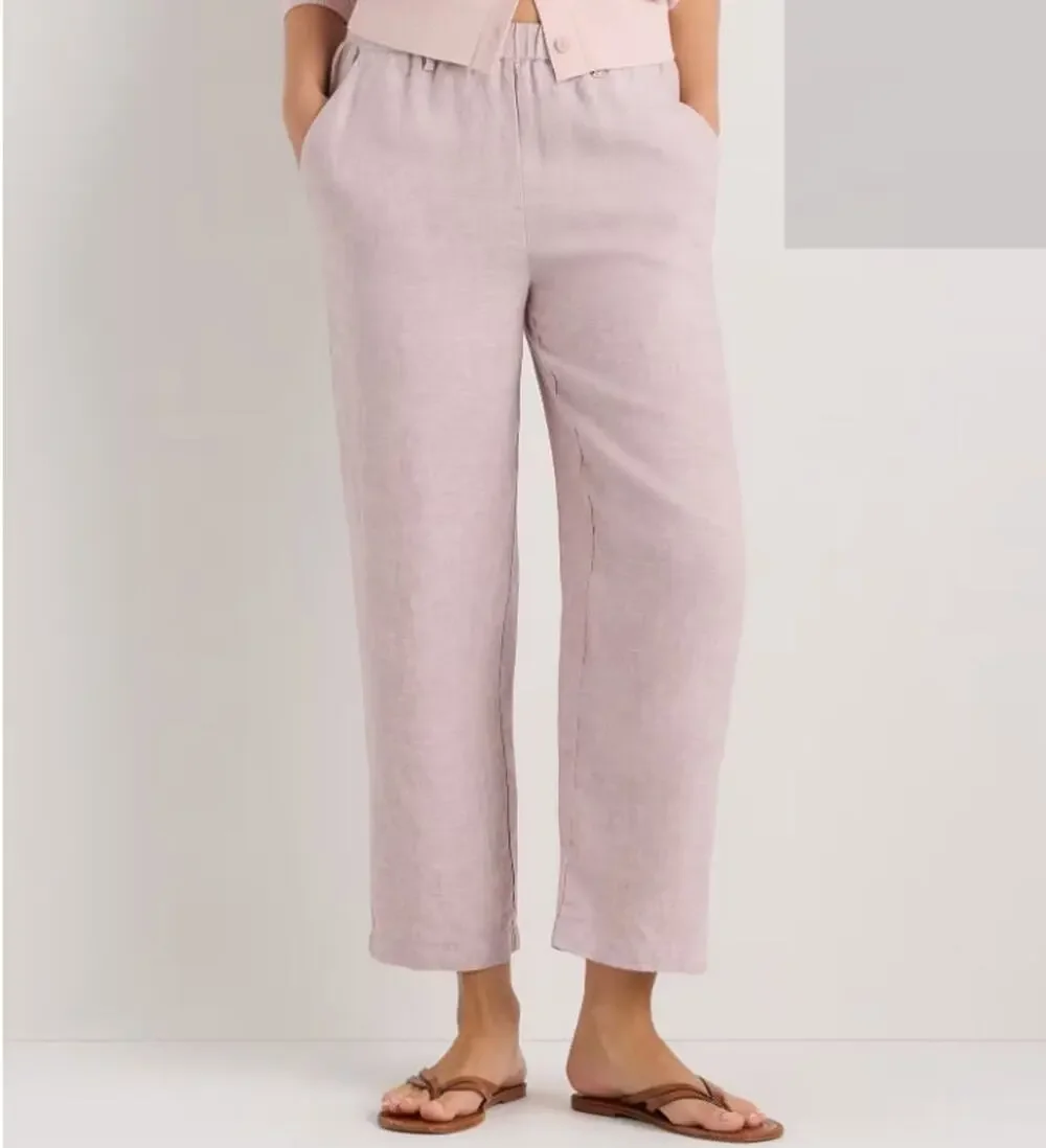 Quince 100% European Linen Boho Y2K Pull On Pockets Pants Size Large A009317